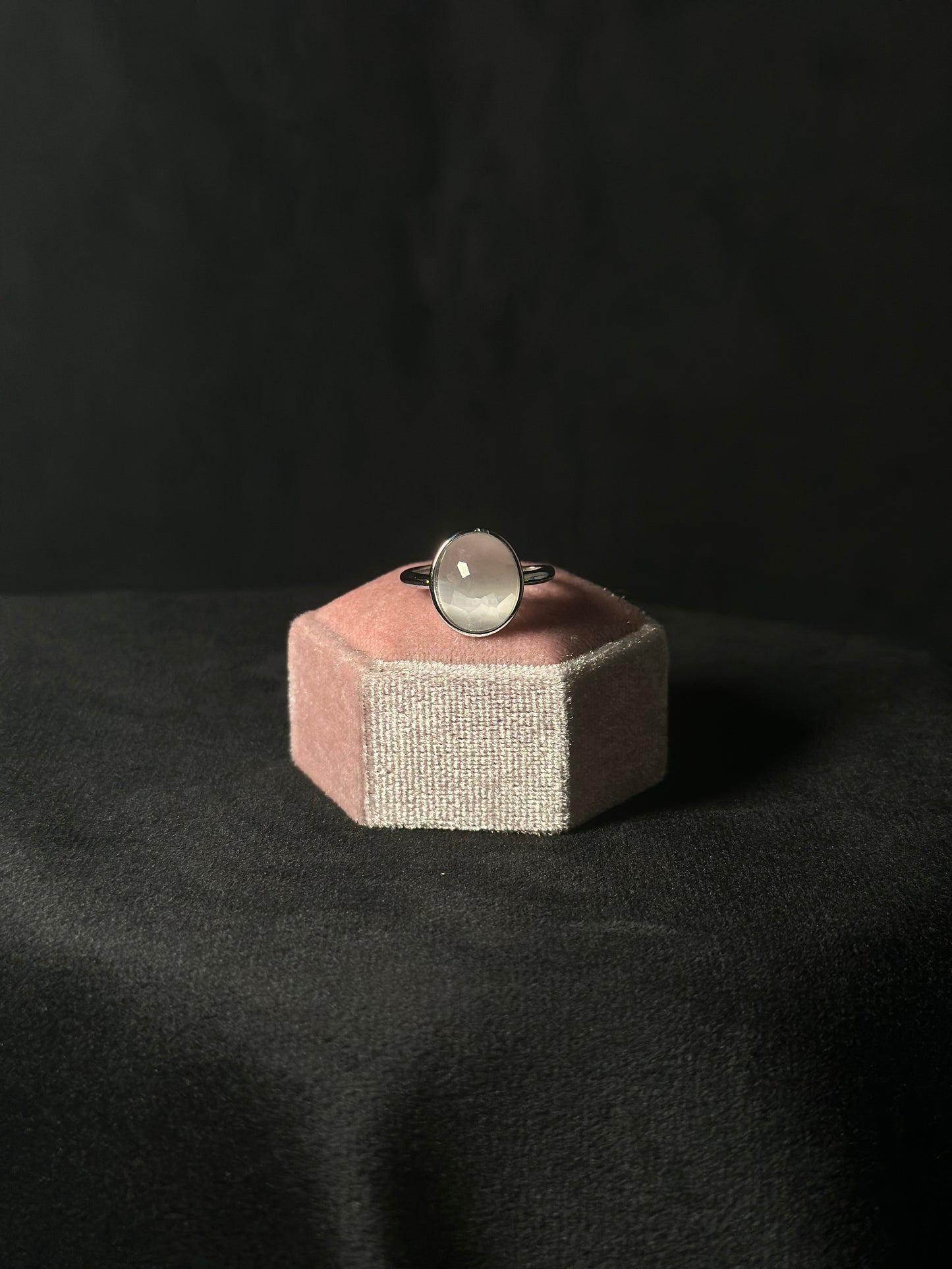 Anello Selenite Satin Spar Sfaccettato