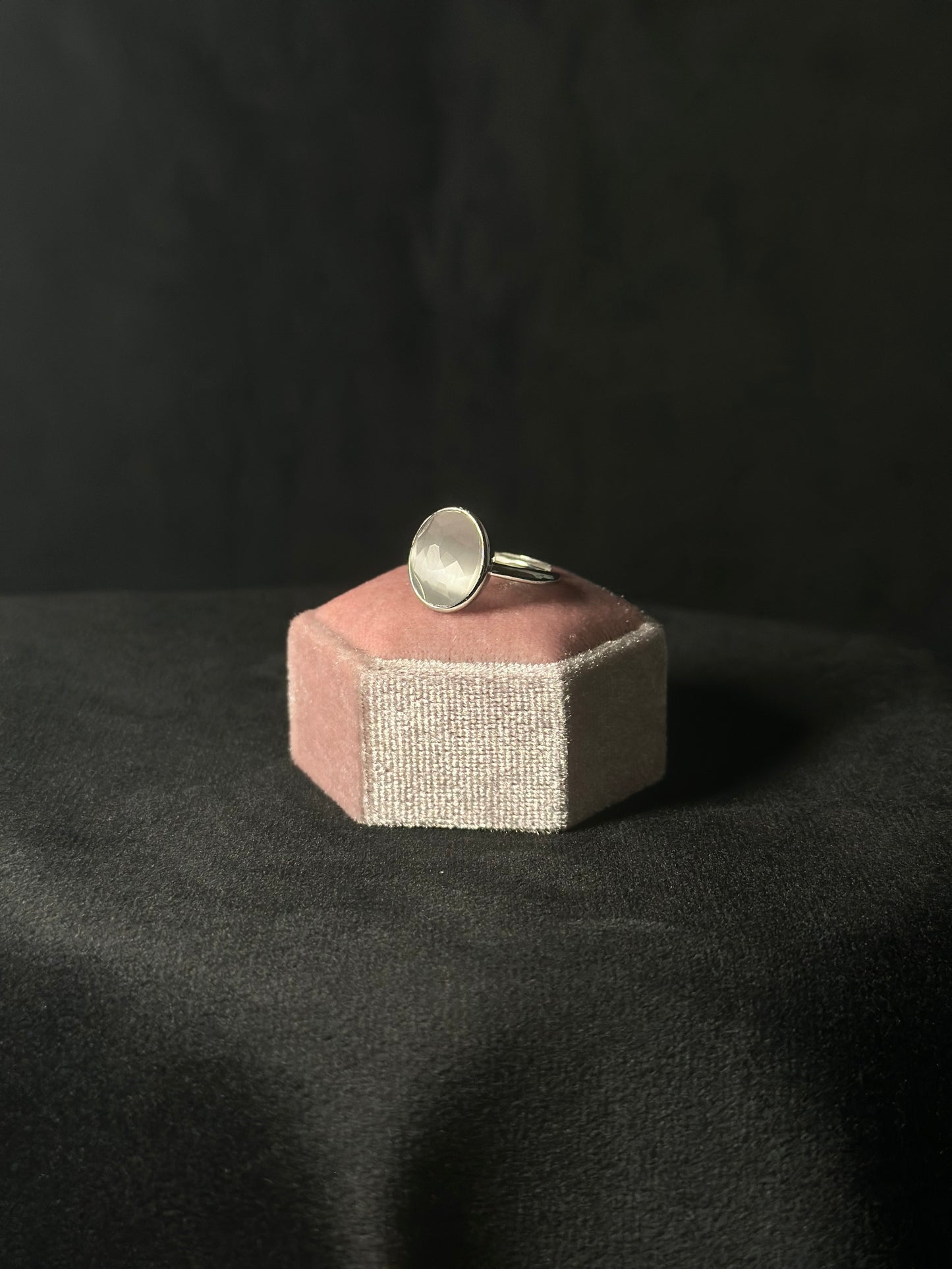 Anello Selenite Satin Spar Sfaccettato