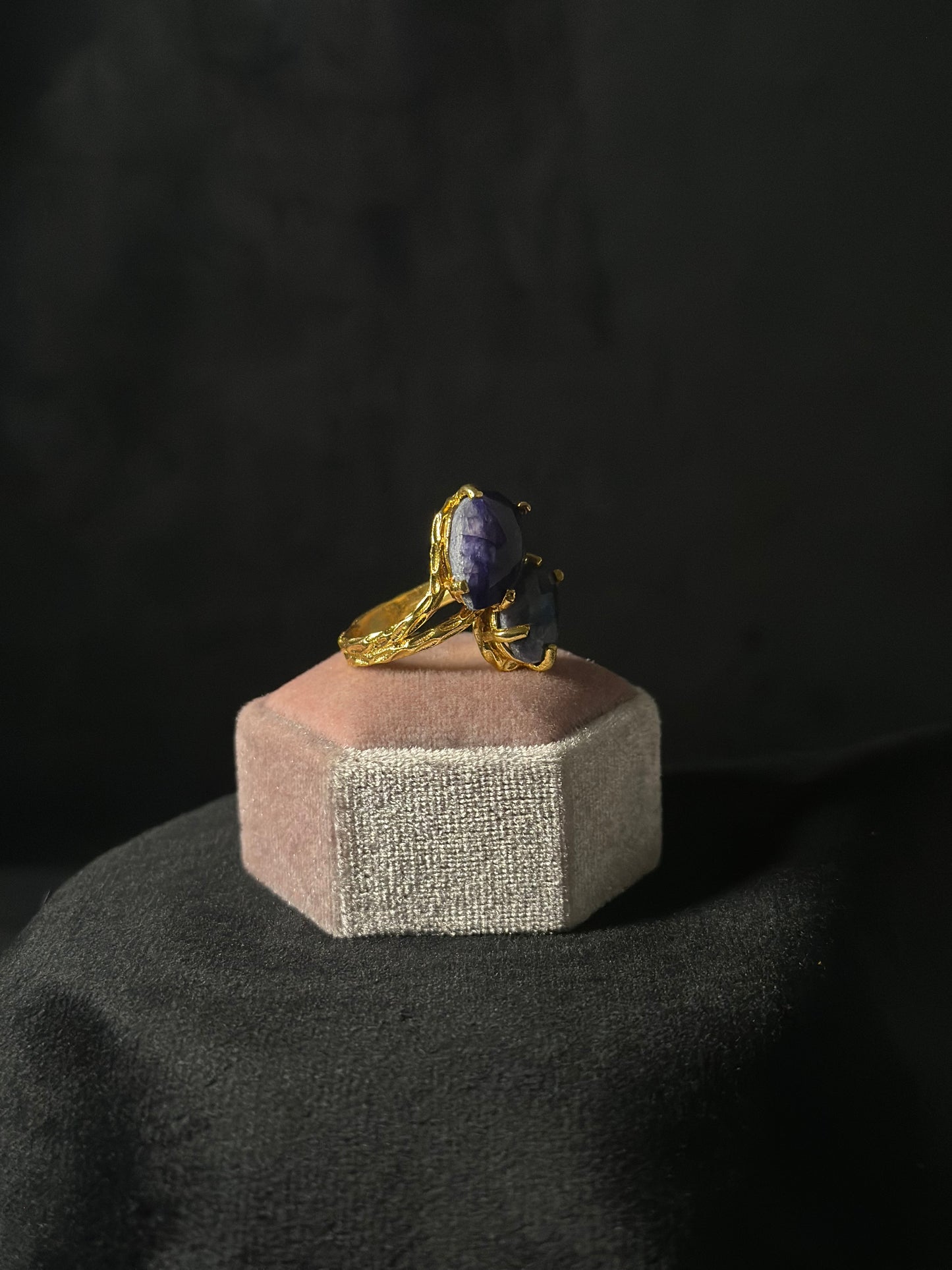 Anello Sodalite (Ottone placcato gold)