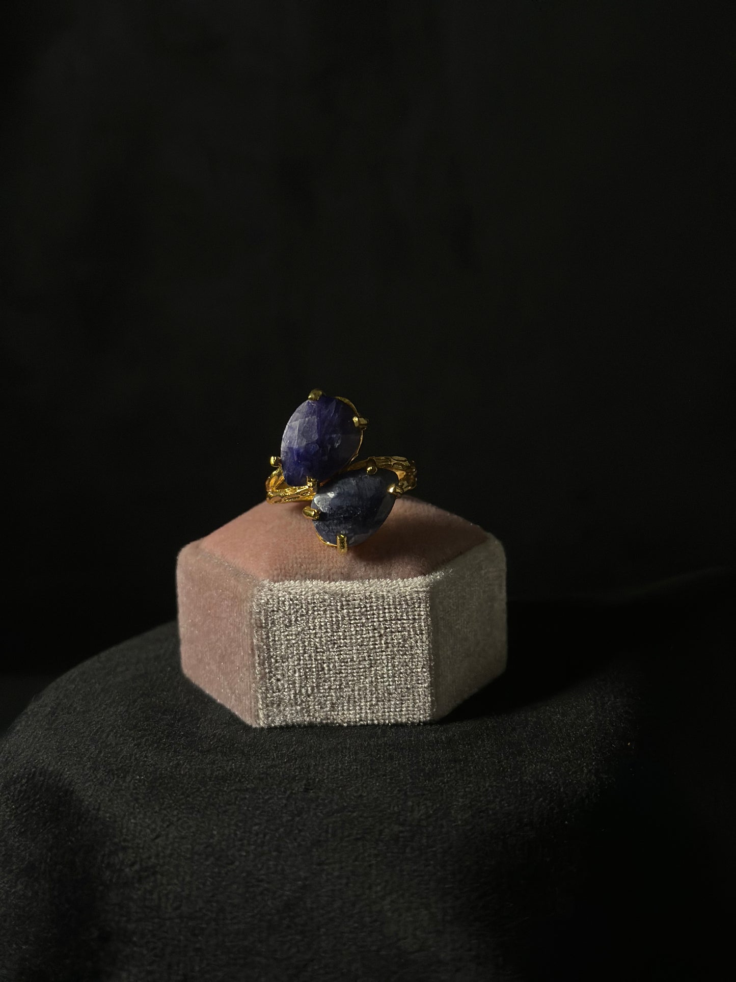 Anello Sodalite (Ottone placcato gold)