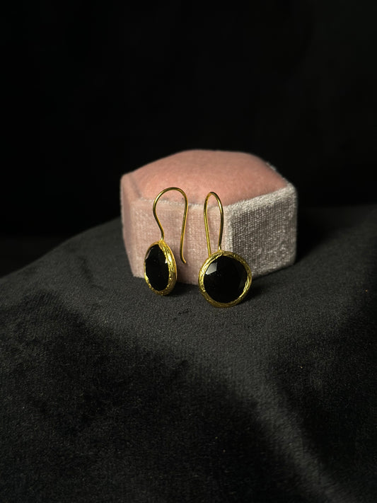 Orecchini Ossidiana Nera (OTTONE Placcato gold)