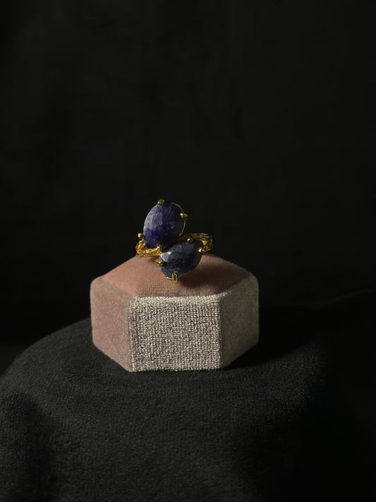 Anello Sodalite (Ottone placcato gold)