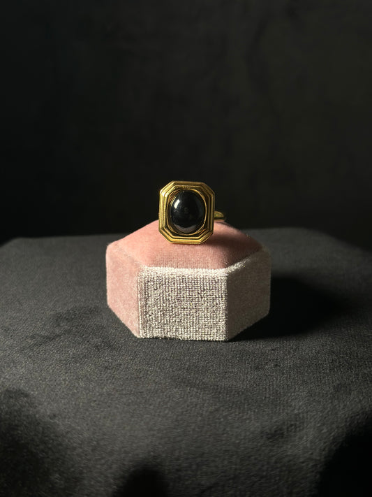 Anello in ossidiana nera (ACCIAIO)