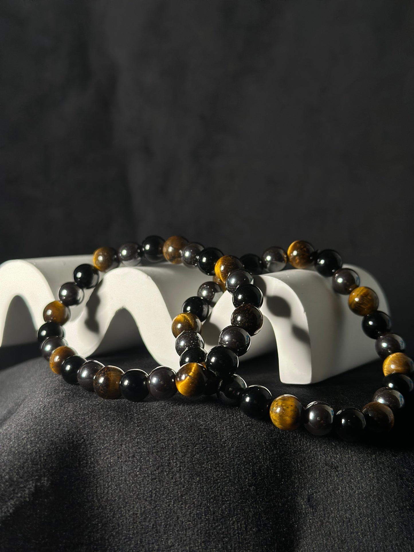 Bracciale Protezione - Occhio di tigre, Ossidiana, Ematite