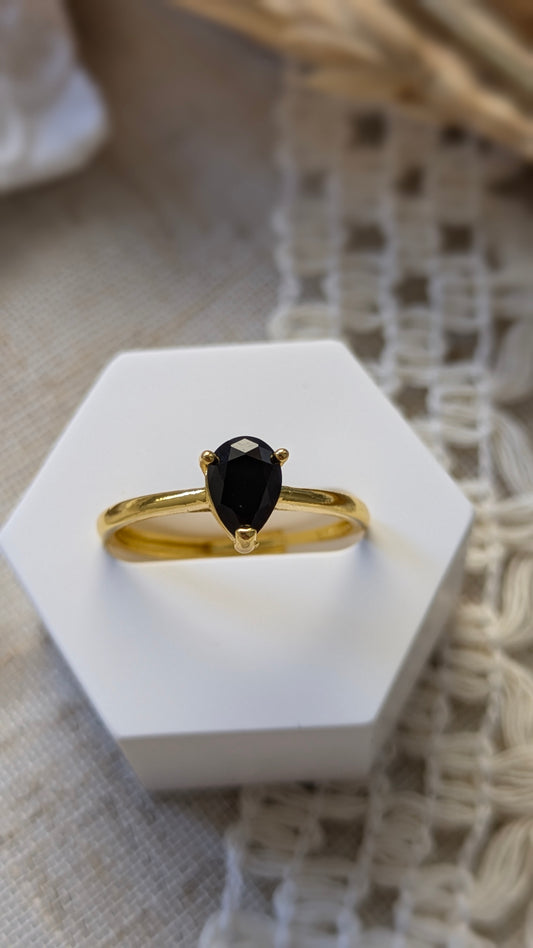 Anello Ossidiana Nera Gold