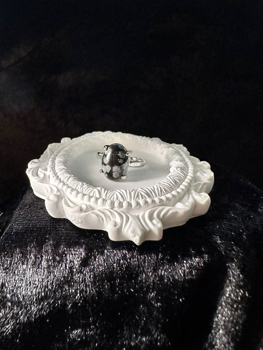 Anello Ossidiana Fiocco di neve