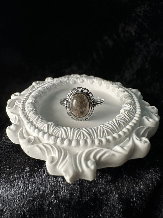 Anello pietra di luna nera